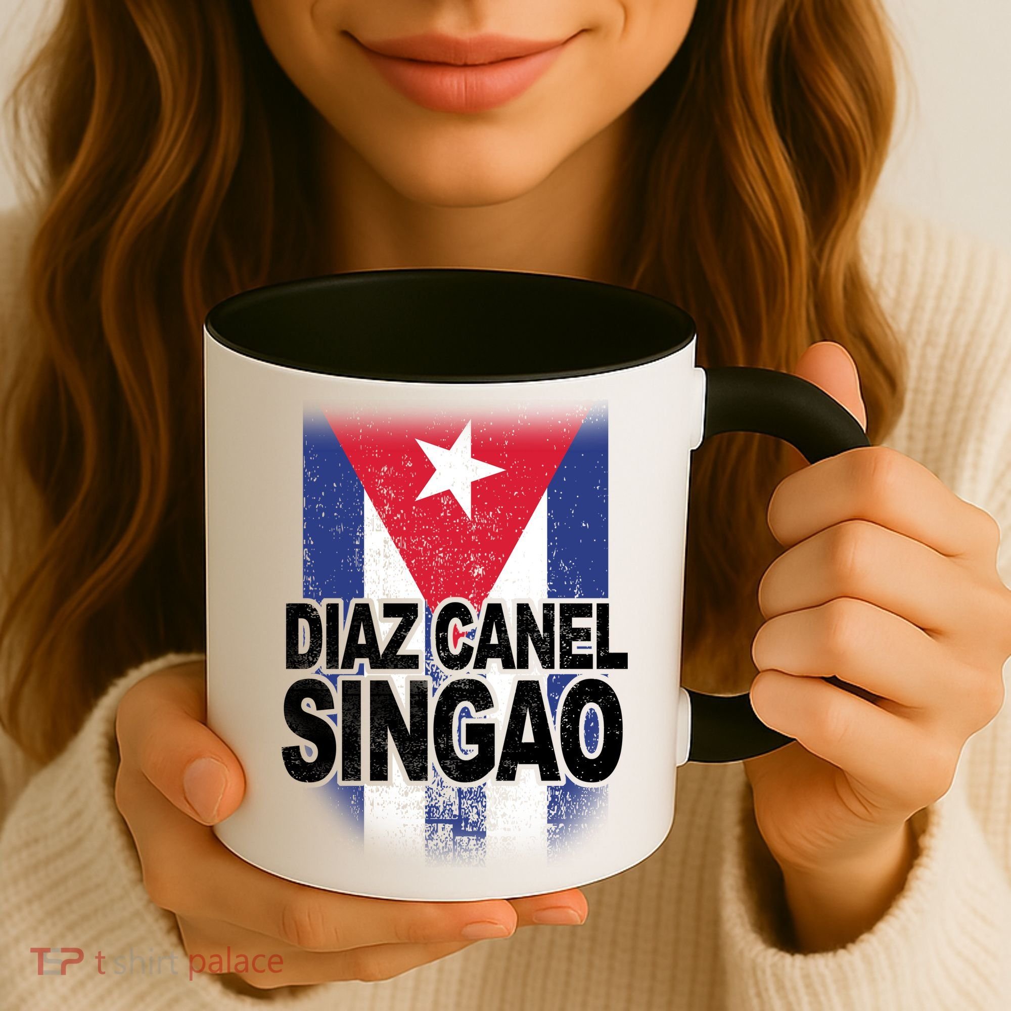 Diaz Canel Singao Cuban Flag Distressed Coffee Mug