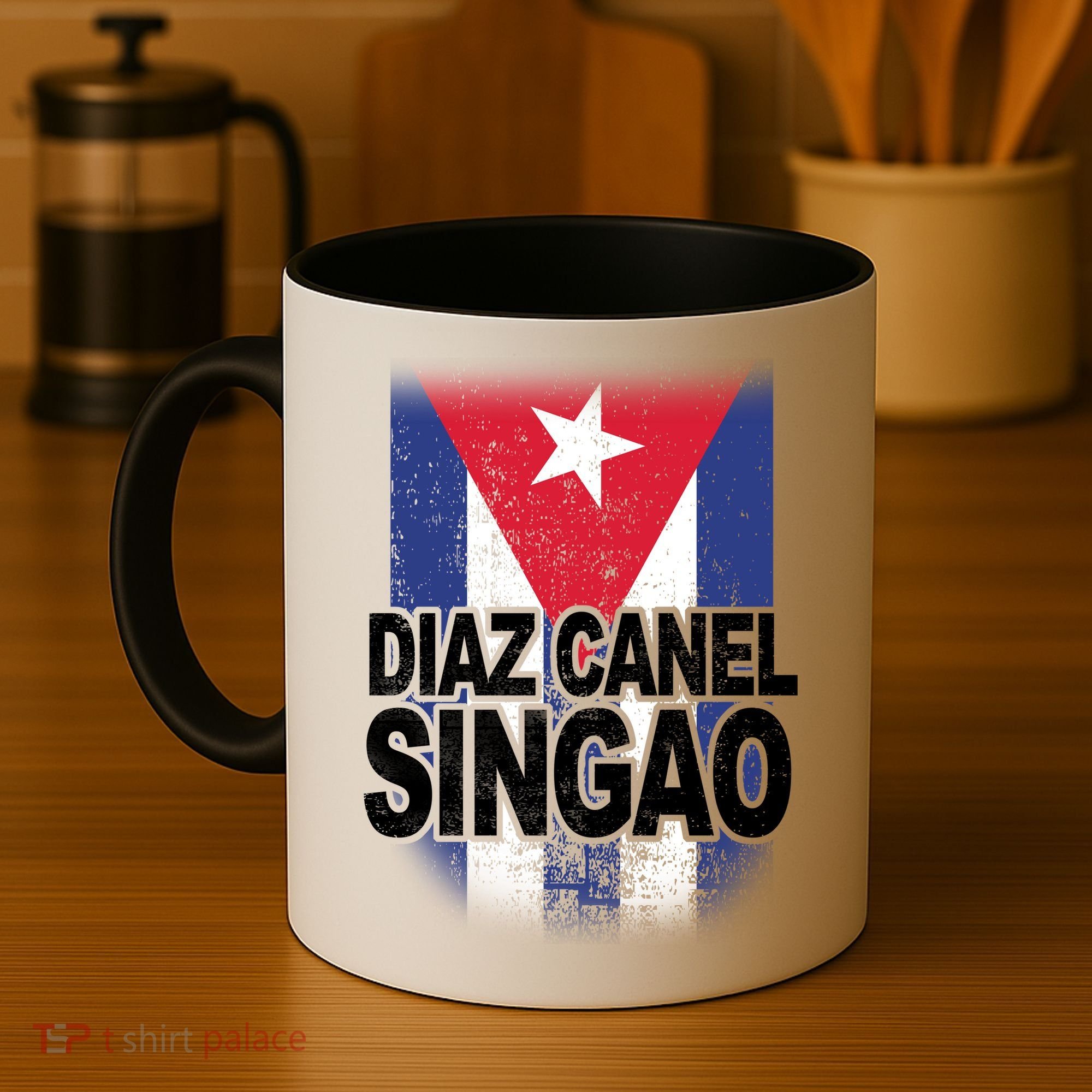 Diaz Canel Singao Cuban Flag Distressed Coffee Mug