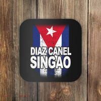 Diaz Canel Singao Cuban Flag Distressed Coaster thumb 0
