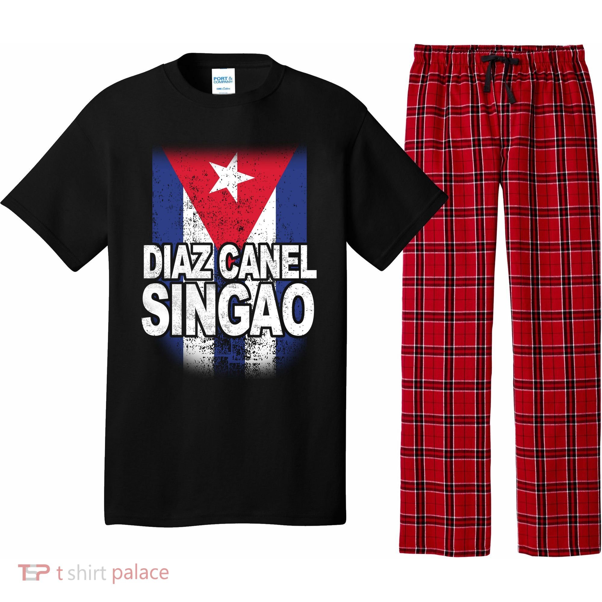 Diaz Canel Singao Cuban Flag Distressed Pajama Set