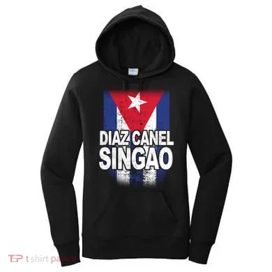 Diaz Canel Singao Cuban Flag Distressed Women's Hoodie