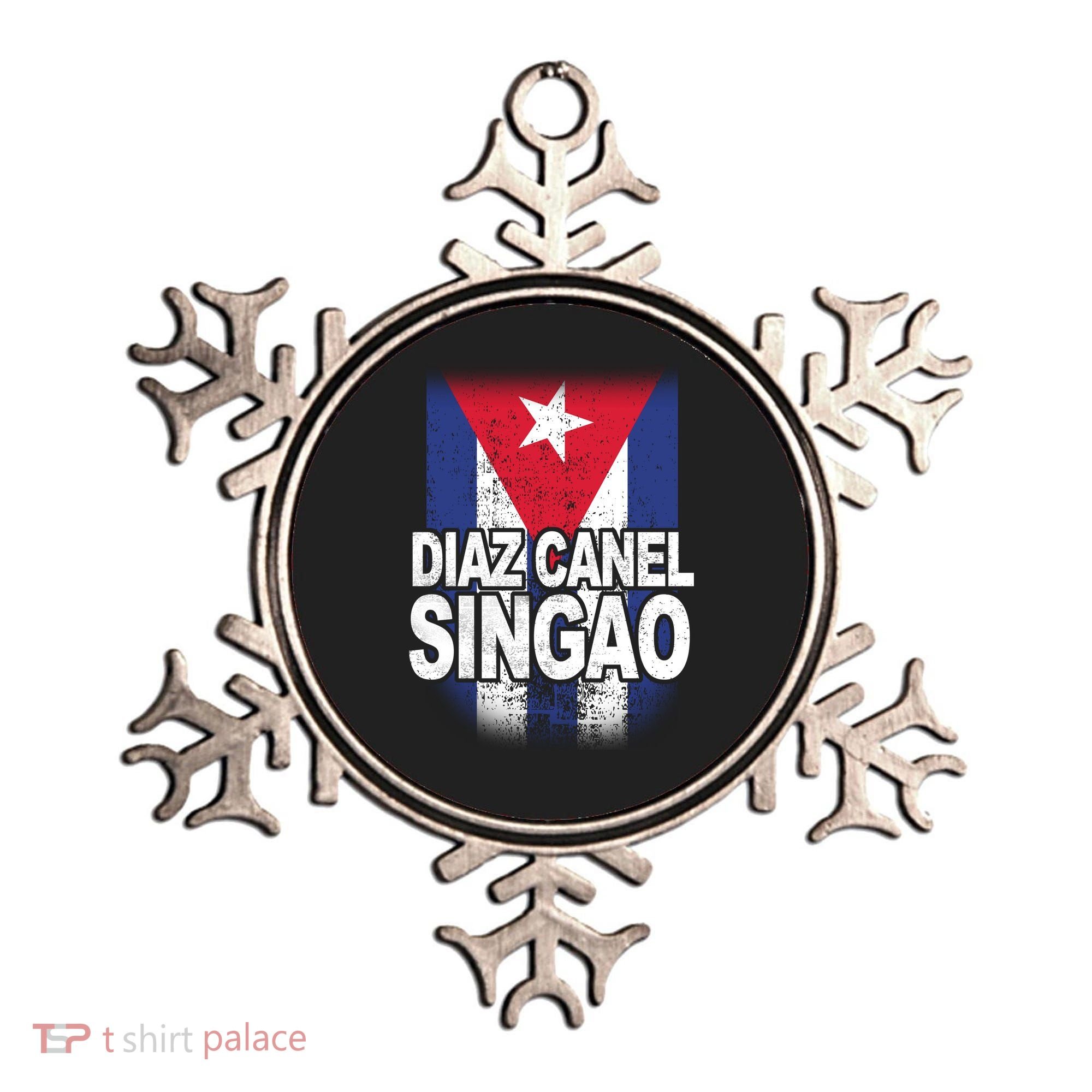 Diaz Canel Singao Cuban Flag Distressed Ornament