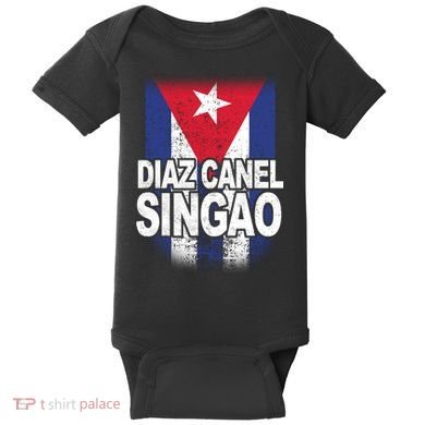 Diaz Canel Singao Cuban Flag Distressed Baby Bodysuit
