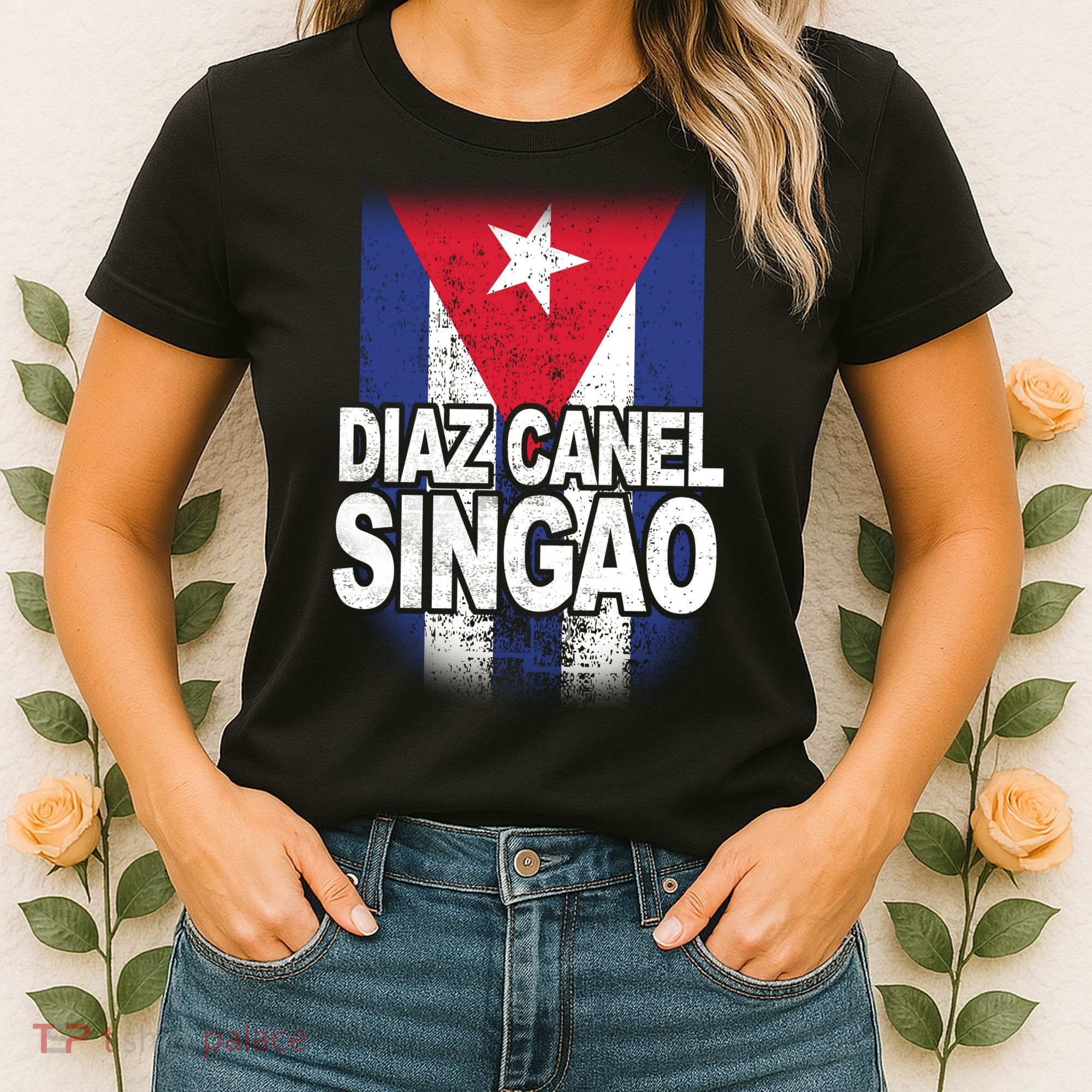 Diaz Canel Singao Cuban Flag Distressed Women's T-Shirt