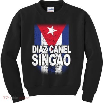 Diaz Canel Singao Cuban Flag Distressed Kids Sweatshirt