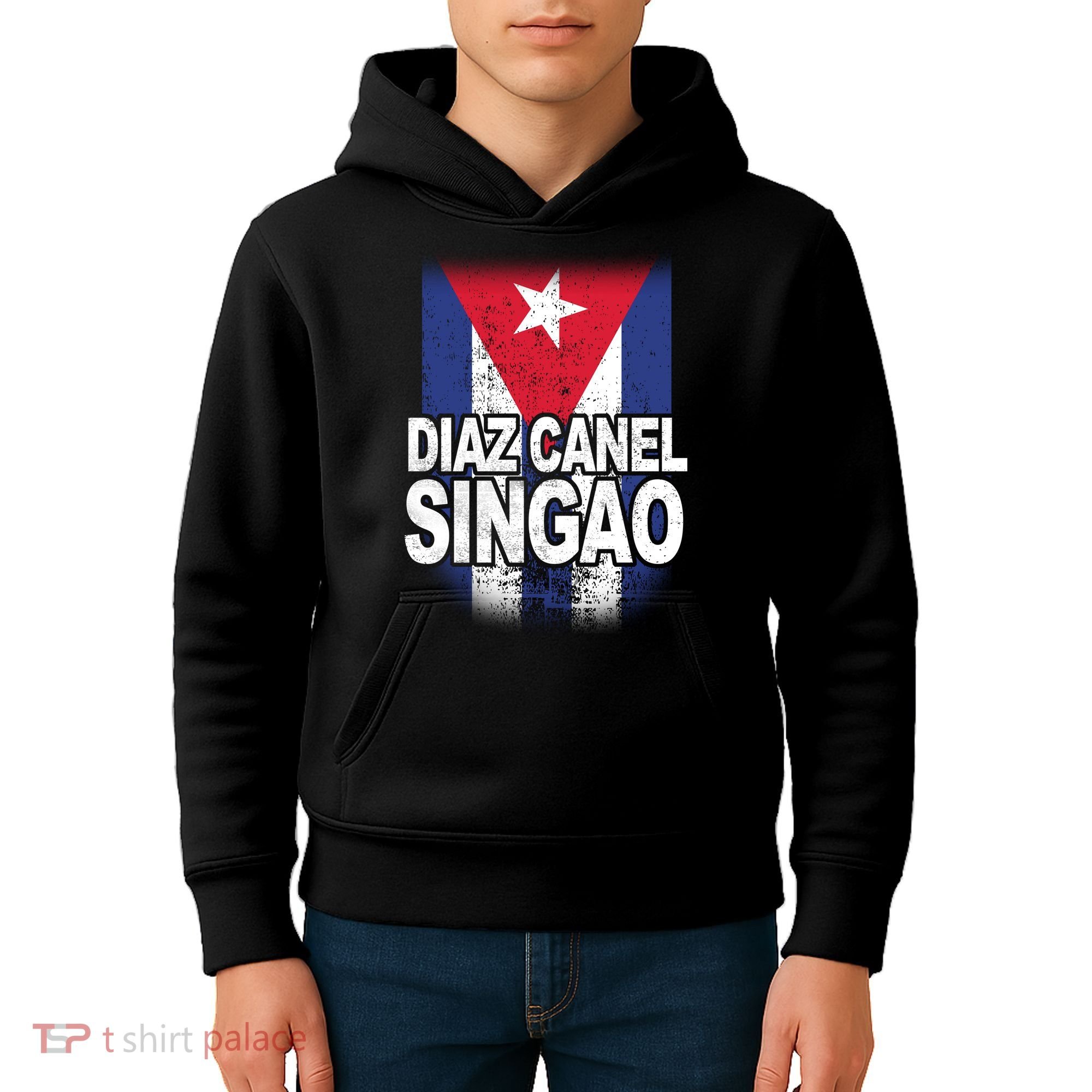Diaz Canel Singao Cuban Flag Distressed Kids Hoodie