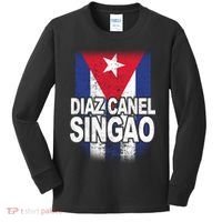 Diaz Canel Singao Cuban Flag Distressed Kids Long Sleeve Shirt thumb 0