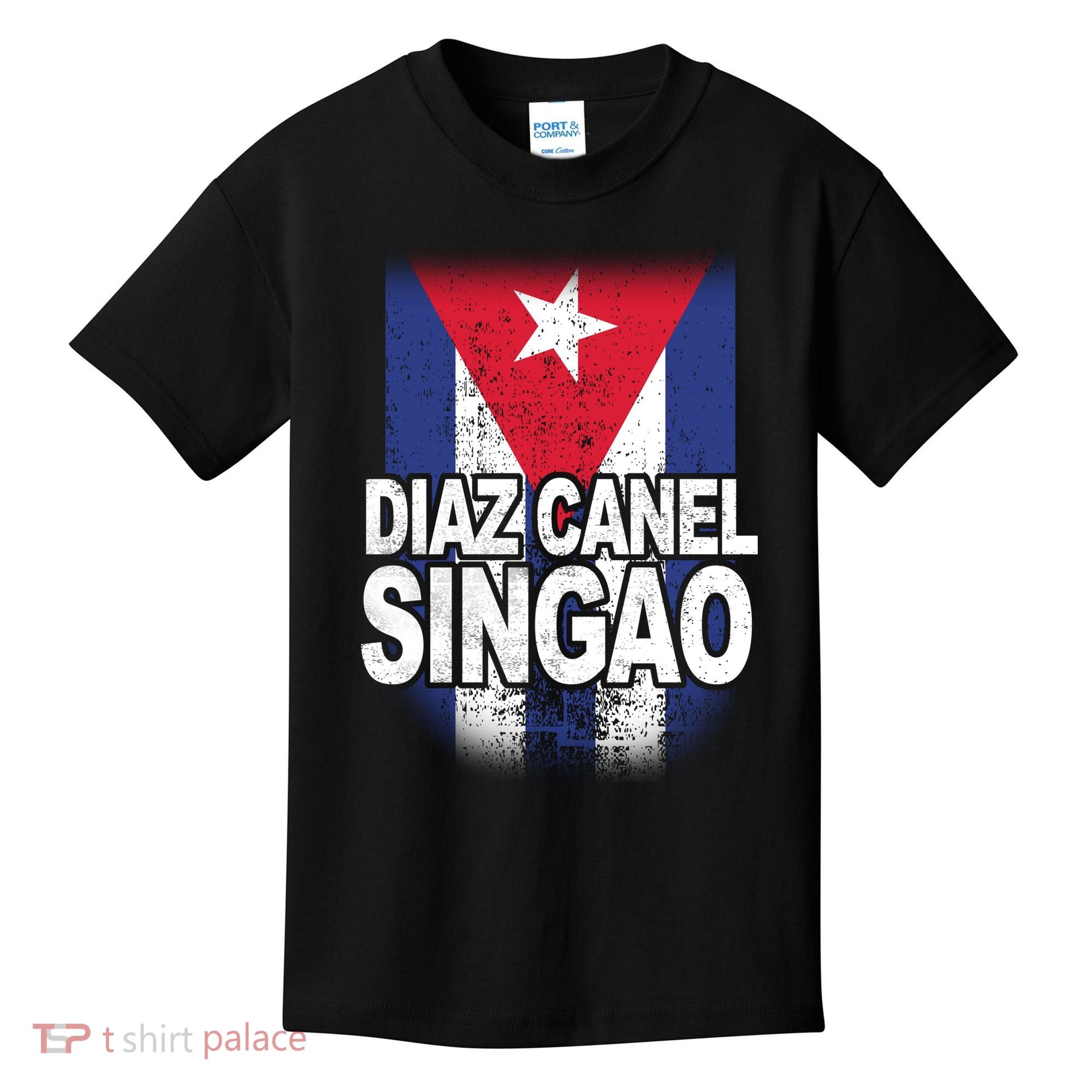 Diaz Canel Singao Cuban Flag Distressed Kids T-Shirt