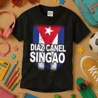 Diaz Canel Singao Cuban Flag Distressed Kids T-Shirt thumb 3
