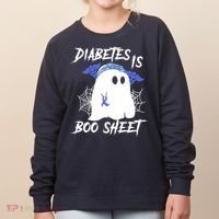 Diabetes Is Boo Sheet Halloween Ghost Diabetes Awareness Women's Sweatshirt thumb 0