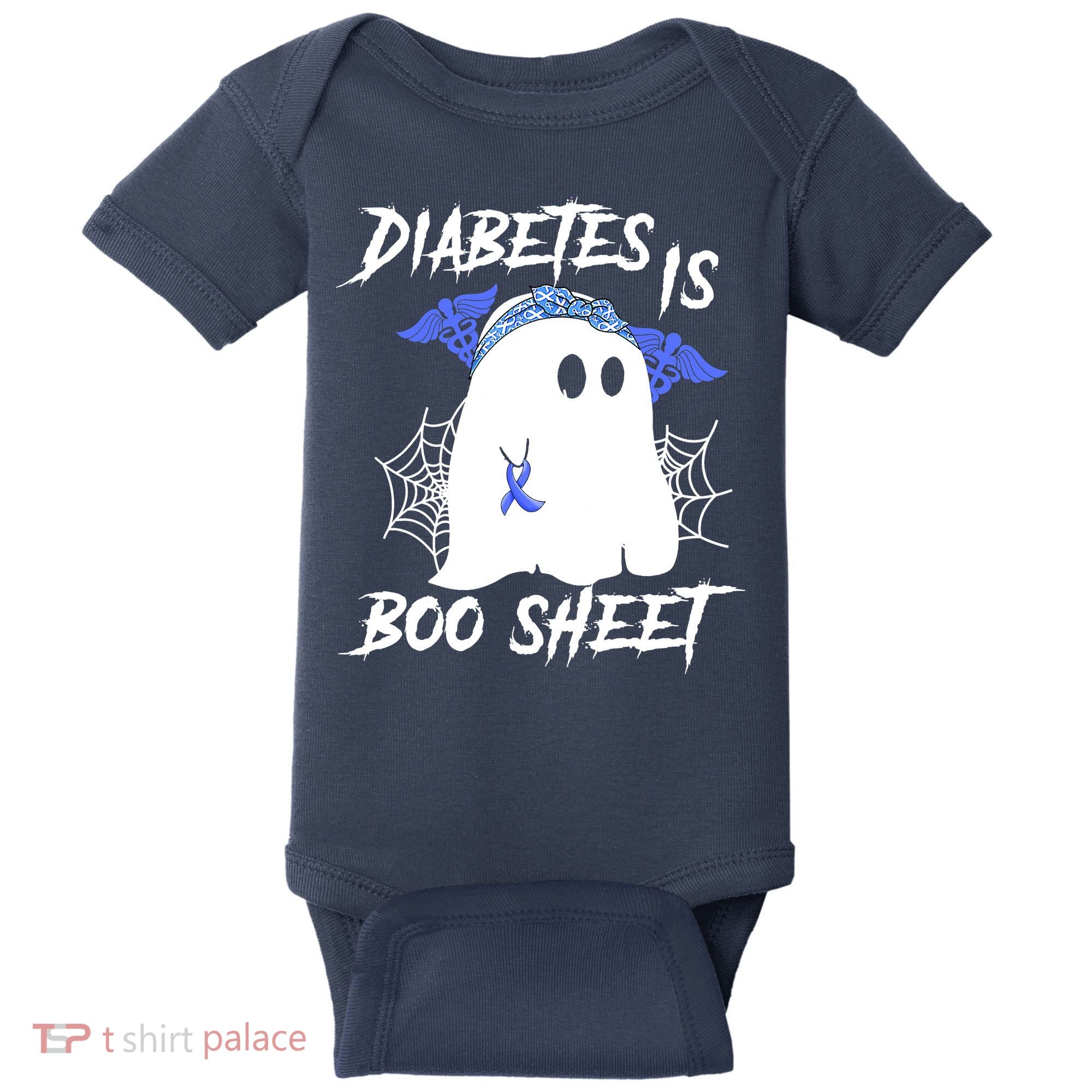 Diabetes Is Boo Sheet Halloween Ghost Diabetes Awareness Baby Bodysuit