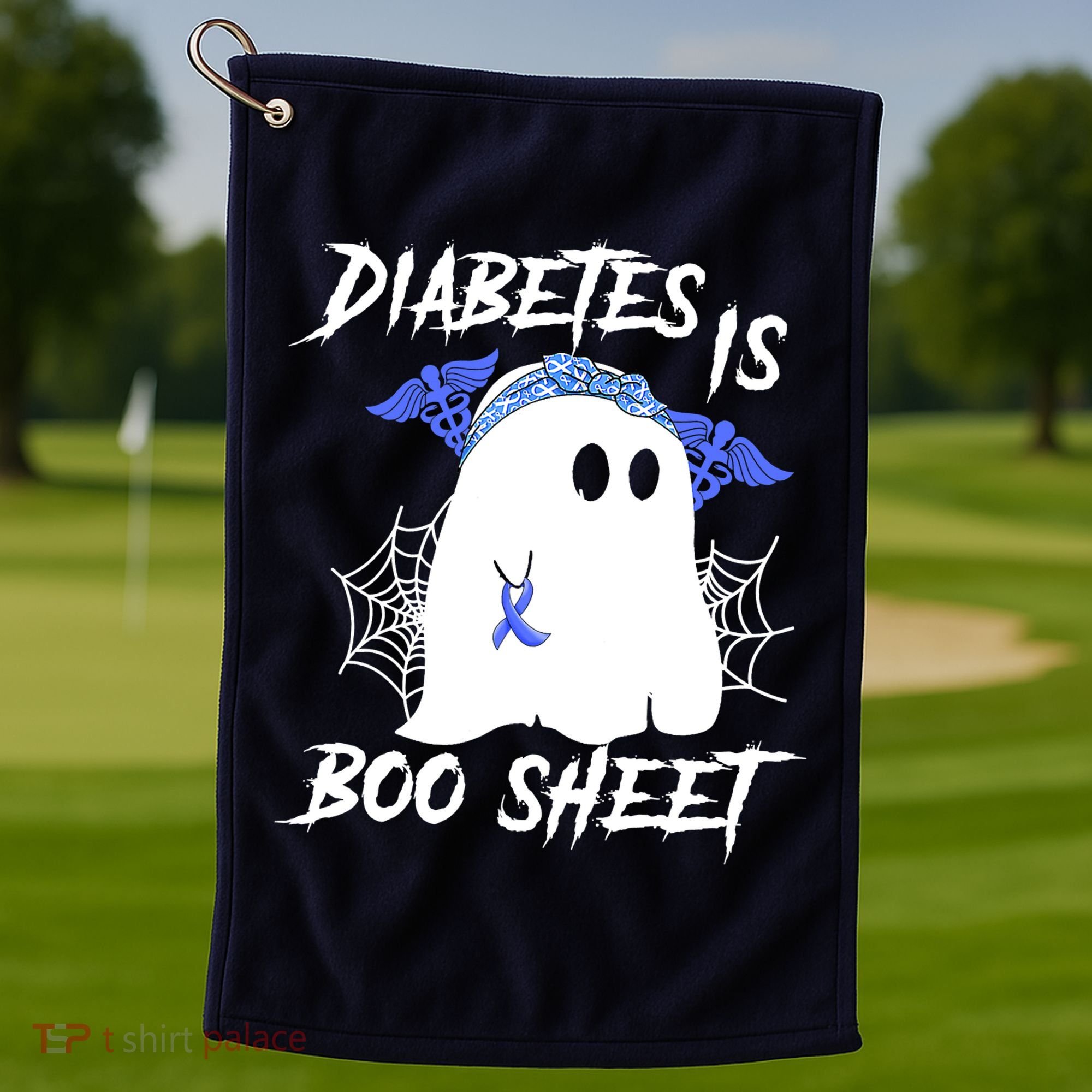 Diabetes Is Boo Sheet Halloween Ghost Diabetes Awareness Golf Towel