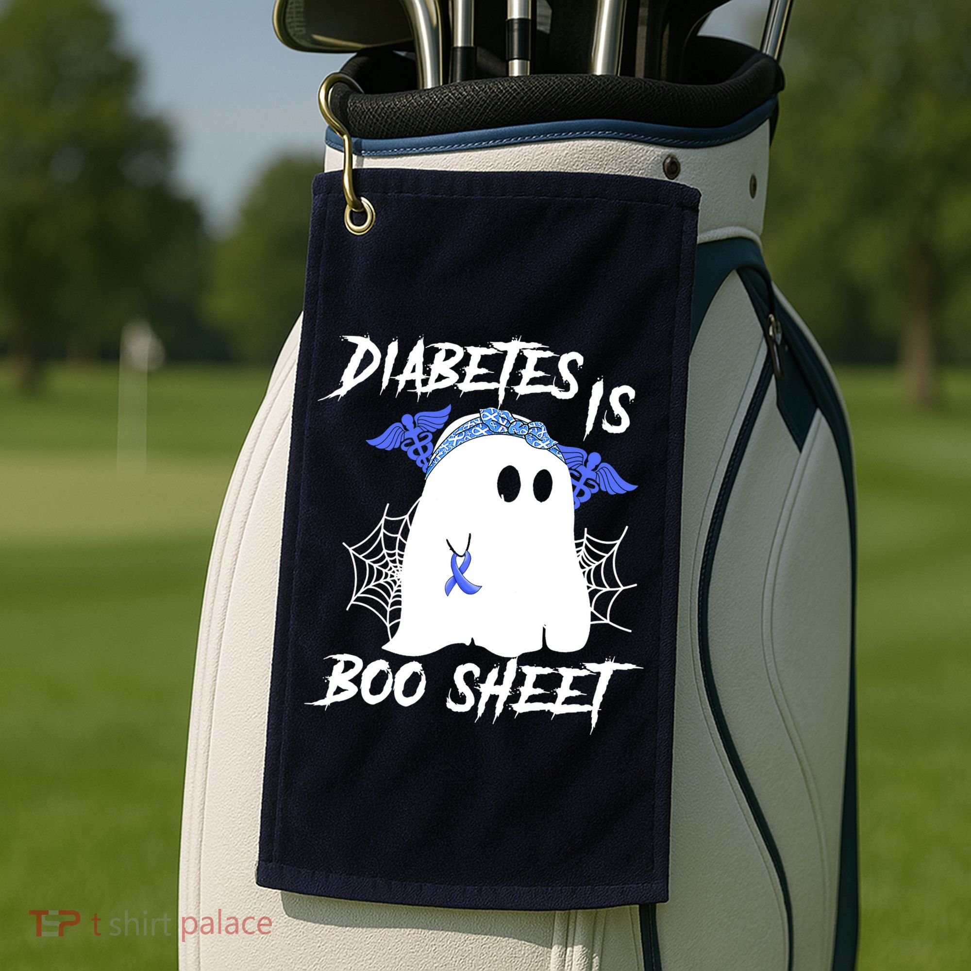 Diabetes Is Boo Sheet Halloween Ghost Diabetes Awareness Golf Towel
