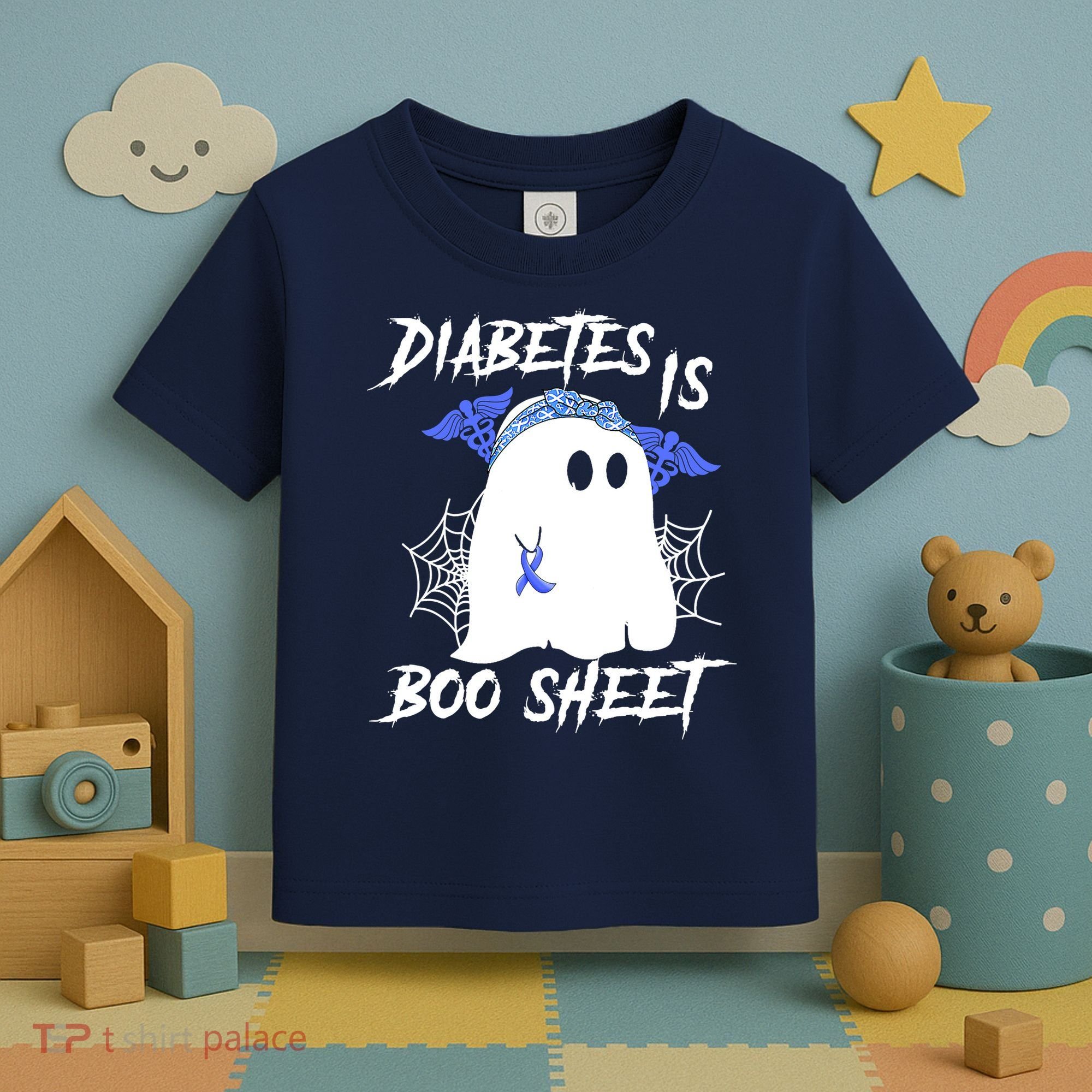 Diabetes Is Boo Sheet Halloween Ghost Diabetes Awareness Toddler T-Shirt
