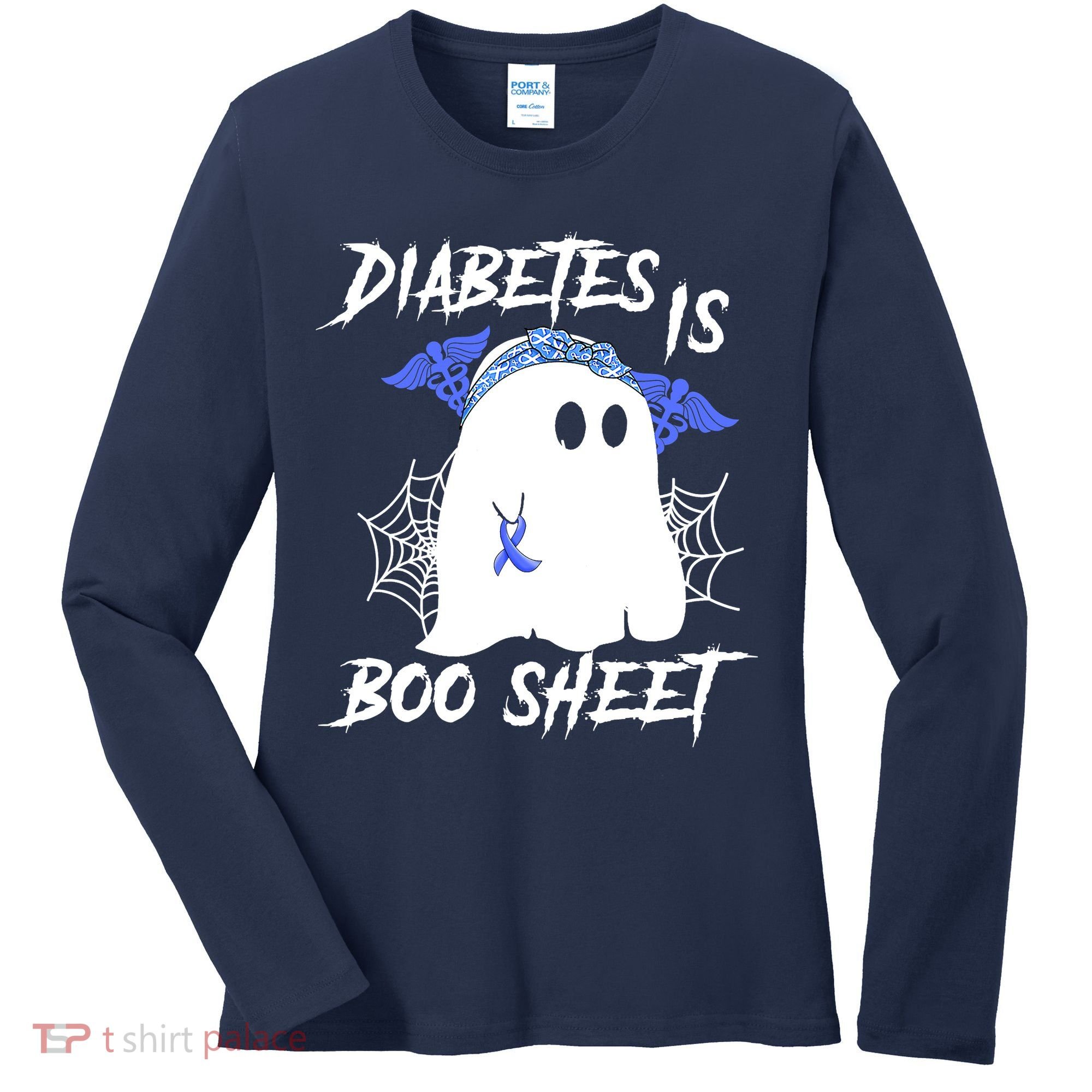 Diabetes Is Boo Sheet Halloween Ghost Diabetes Awareness Women's Long Sleeve Shirt