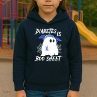 Diabetes Is Boo Sheet Halloween Ghost Diabetes Awareness Kids Hoodie thumb 3