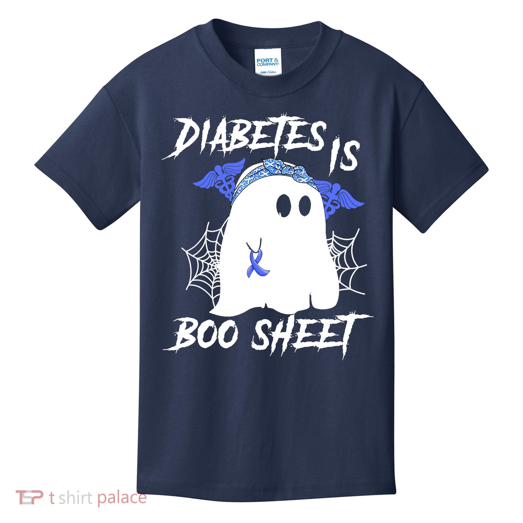 Diabetes Is Boo Sheet Halloween Ghost Diabetes Awareness Kids T-Shirt