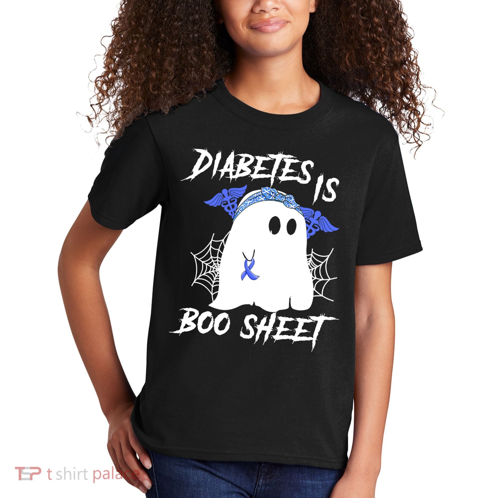 Diabetes Is Boo Sheet Halloween Ghost Diabetes Awareness Kids T-Shirt