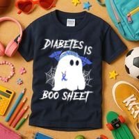 Diabetes Is Boo Sheet Halloween Ghost Diabetes Awareness Kids T-Shirt thumb 3
