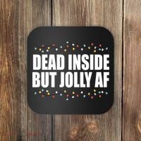 Dead Inside But Jolly AF Funny Christmas Coaster thumb 0