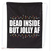 Dead Inside But Jolly AF Funny Christmas Drawstring Bag thumb 0