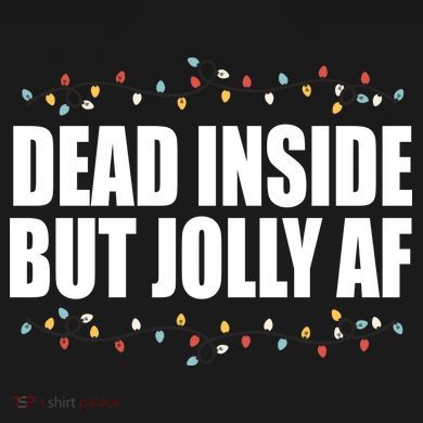 Dead Inside But Jolly AF Funny Christmas Drawstring Bag