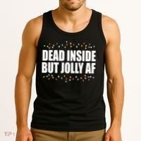 Dead Inside But Jolly AF Funny Christmas Tank Top thumb 3