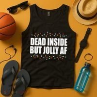 Dead Inside But Jolly AF Funny Christmas Tank Top thumb 4