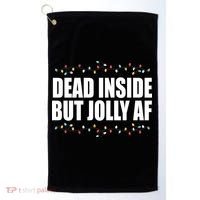 Dead Inside But Jolly AF Funny Christmas Golf Towel thumb 0