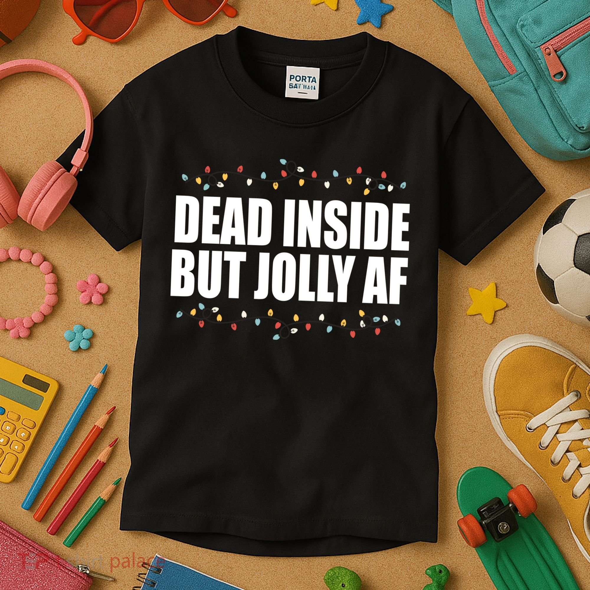 Dead Inside But Jolly AF Funny Christmas Kids T-Shirt