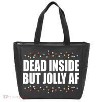Dead Inside But Jolly AF Funny Christmas Tote Bag thumb 0
