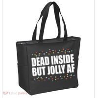 Dead Inside But Jolly AF Funny Christmas Tote Bag thumb 2