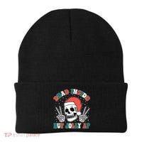 Dead Inside But Jolly Af Christmas Spirit Skeleton Skull Beanie thumb 0