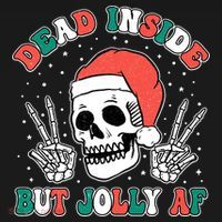 Dead Inside But Jolly Af Christmas Spirit Skeleton Skull Women's Hoodie thumb 2