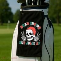 Dead Inside But Jolly Af Christmas Spirit Skeleton Skull Golf Towel thumb 2