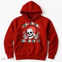 Dead Inside But Jolly Af Christmas Spirit Skeleton Skull Hoodie thumb 0