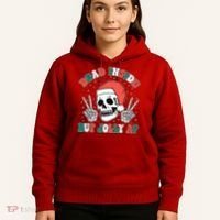 Dead Inside But Jolly Af Christmas Spirit Skeleton Skull Hoodie thumb 5