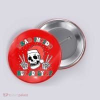 Dead Inside But Jolly Af Christmas Spirit Skeleton Skull Button thumb 0