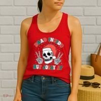 Dead Inside But Jolly Af Christmas Spirit Skeleton Skull Women's Tank Top thumb 2