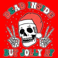 Dead Inside But Jolly Af Christmas Spirit Skeleton Skull Women's Tank Top thumb 5