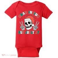 Dead Inside But Jolly Af Christmas Spirit Skeleton Skull Baby Bodysuit thumb 0