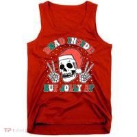 Dead Inside But Jolly Af Christmas Spirit Skeleton Skull Tank Top thumb 0