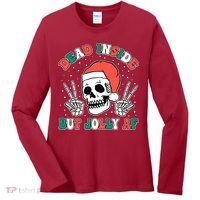 Dead Inside But Jolly Af Christmas Spirit Skeleton Skull Women's Long Sleeve Shirt thumb 0