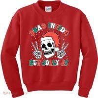 Dead Inside But Jolly Af Christmas Spirit Skeleton Skull Kids Sweatshirt thumb 0