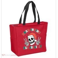 Dead Inside But Jolly Af Christmas Spirit Skeleton Skull Tote Bag thumb 2