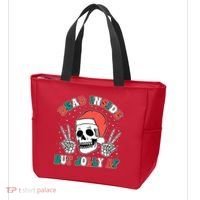 Dead Inside But Jolly Af Christmas Spirit Skeleton Skull Tote Bag thumb 3