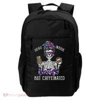 Dead Inside But Caffeinated Skeleton Flower Coffee Lover Backpack thumb 0