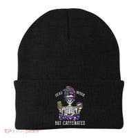 Dead Inside But Caffeinated Skeleton Flower Coffee Lover Beanie thumb 0