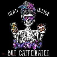 Dead Inside But Caffeinated Skeleton Flower Coffee Lover Women's Hoodie thumb 2