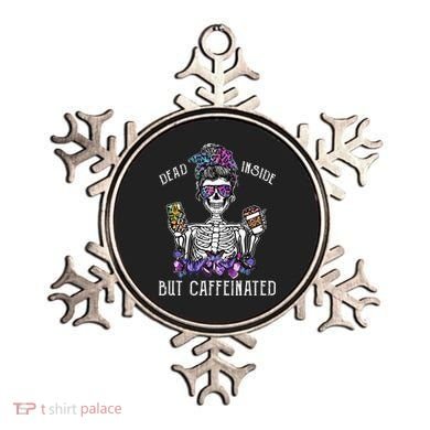 Dead Inside But Caffeinated Skeleton Flower Coffee Lover Ornament